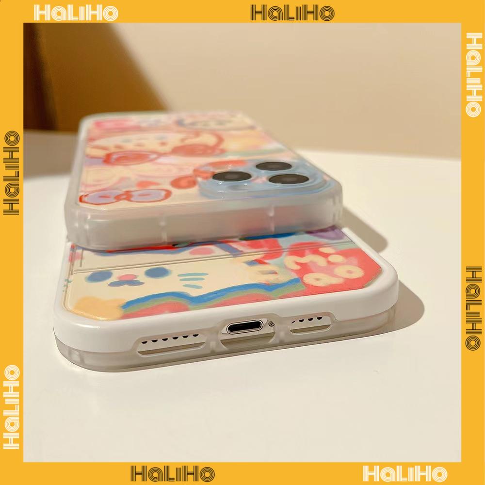 iPhone Case Silicone Soft Case Clear Case Folding Stand Shockproof Protection Camera Graffiti Cartoon Cute Compatible For iPhone 11 iPhone 13 Pro Max iPhone 12 Pro Max 7Plus xr