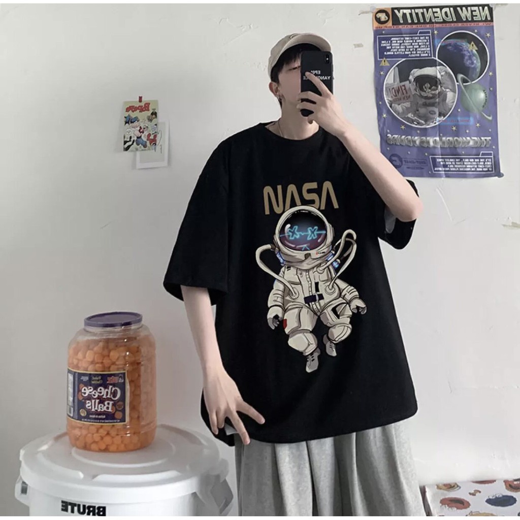 Áo thun tay lỡ unisex NASA Coca Store, Áo phông nam nữ form rộng, có hình ảnh video thật C01