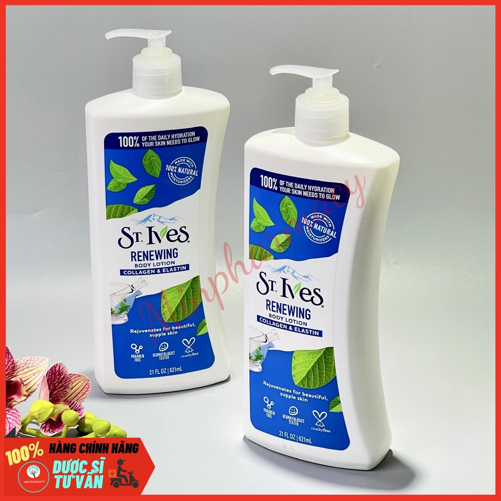 Sữa Dưỡng Thể St.Ives Dưỡng Ẩm Da &amp; Hỗ trợ trẻ hoá làn da 621ml Body Lotion - Minpharmacy