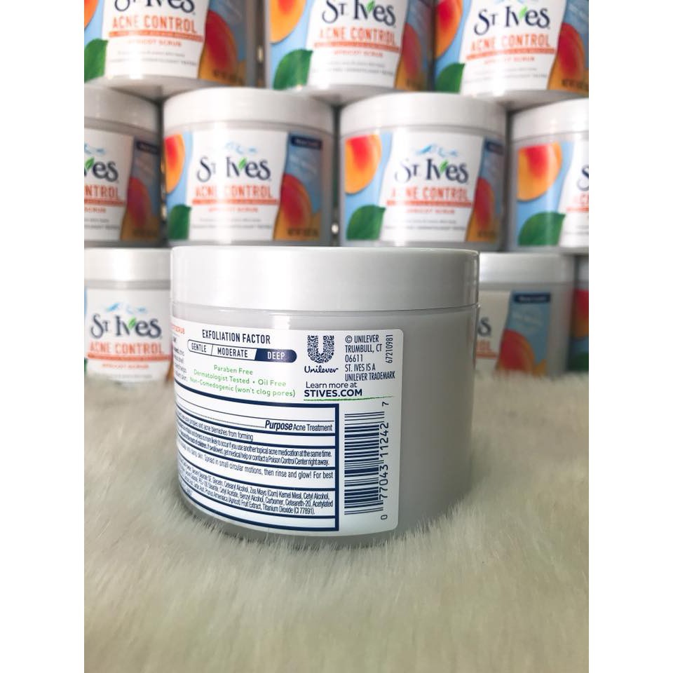 Free Ship (Mẫu mới 2018 USA) Tẩy tế bào chết toàn thân St.Ives Acne Control Apricot Scrub 283g