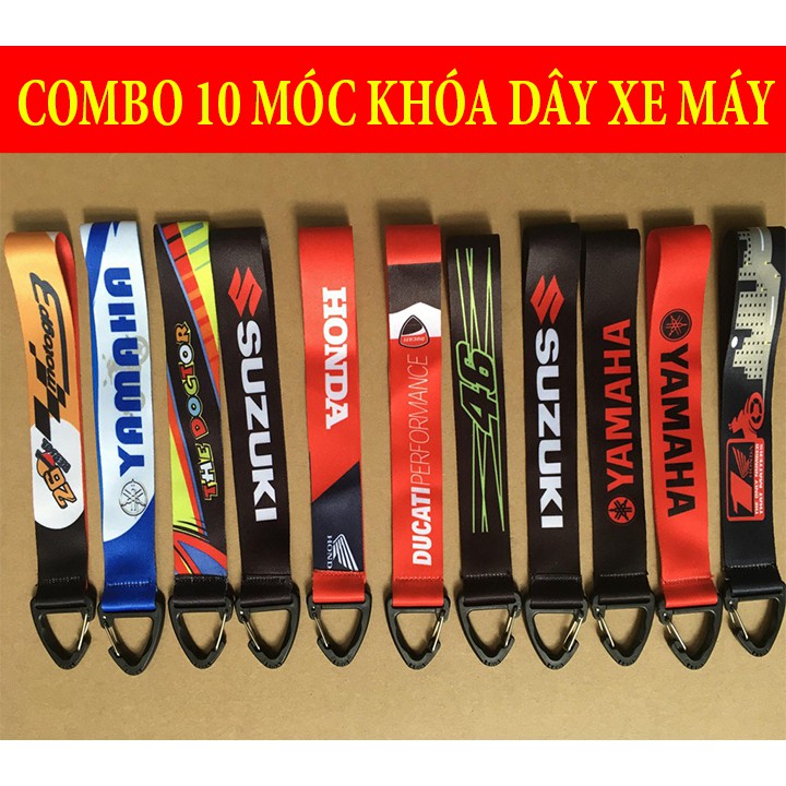 10 DÂY MÓC KHÓA XE MÁY (MẪU TỰ CHỌN dây satin đầu nhựa)