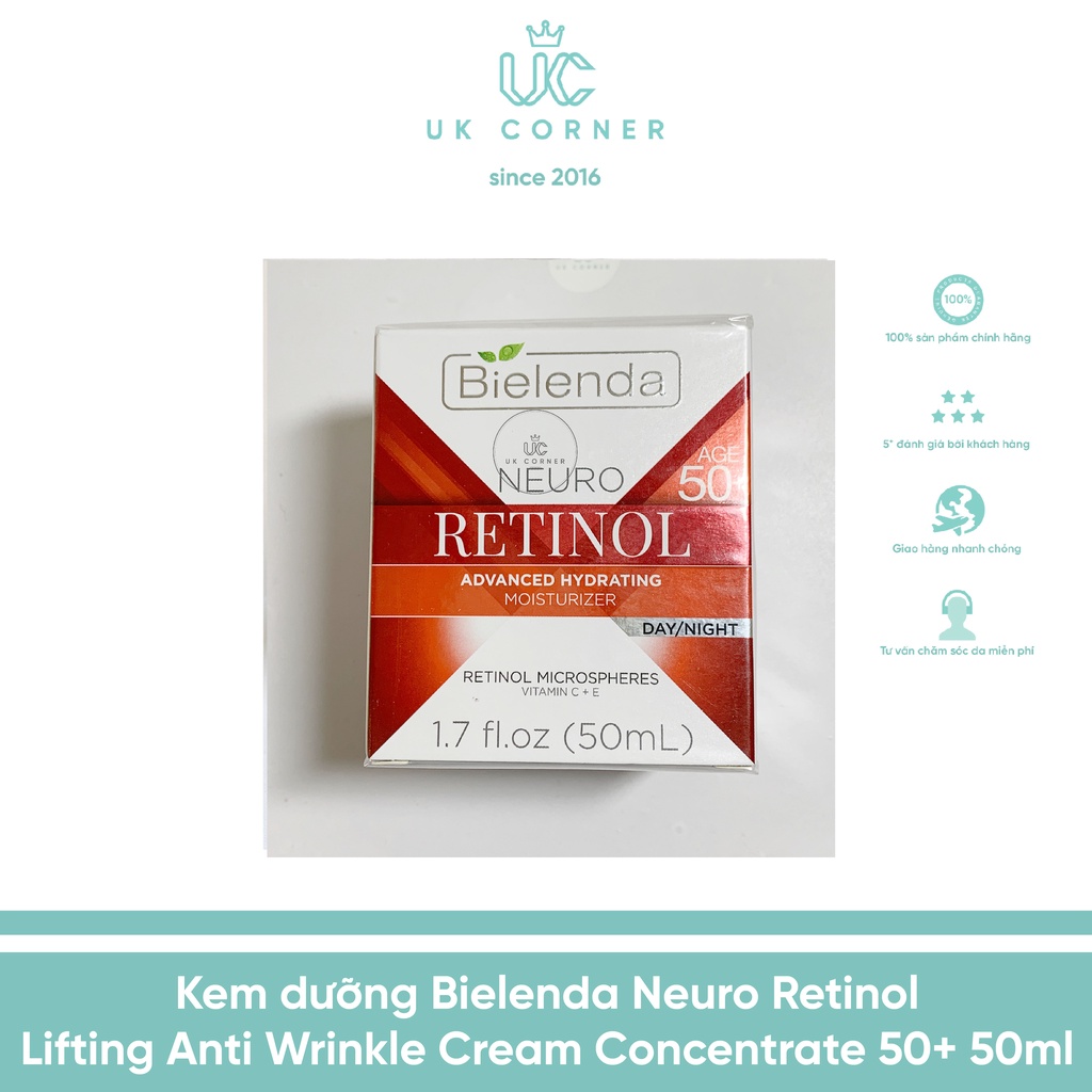 Kem dưỡng Bielenda Neuro Retinol Lifting Anti Wrinkle Cream Concentrate 50+ Day Night 50ml