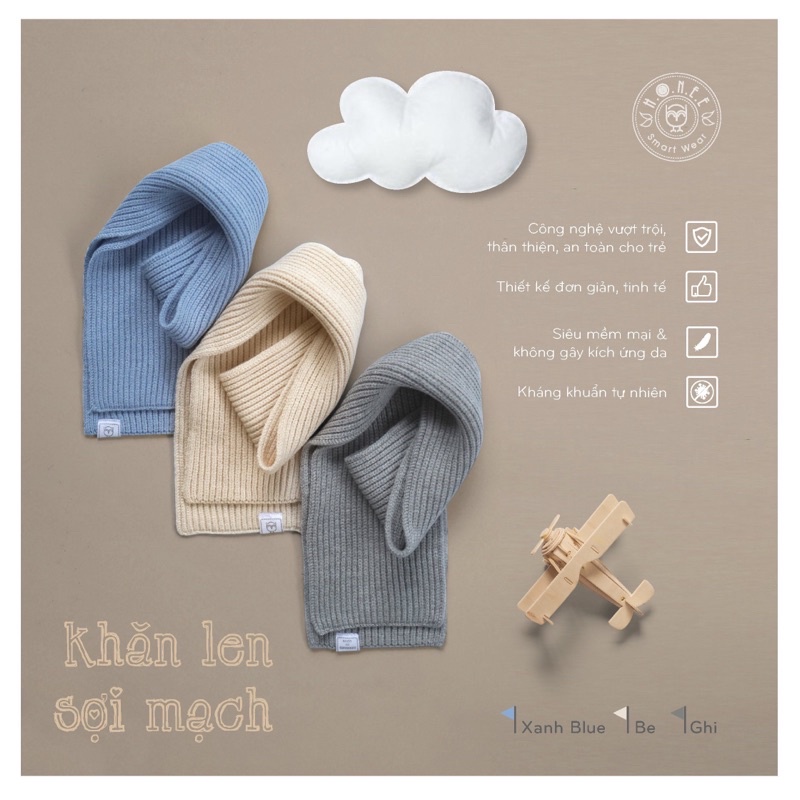 HRNEE chính hãng - Khăn len sợi mạch cho bé