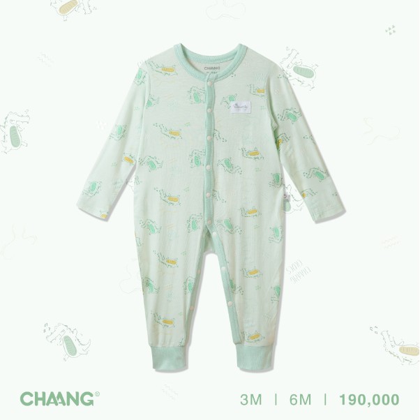 Bodysuit dài cúc giữa sơ sinh Lake xanh CHAANG