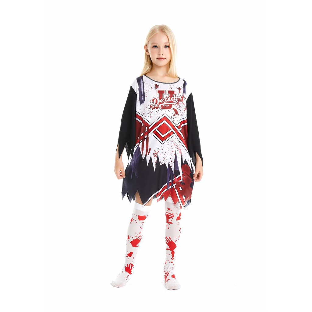 2022 Girls Zombie Cheerleader Cosplay Costume Dress Carnival Party Outfit Halloween gift