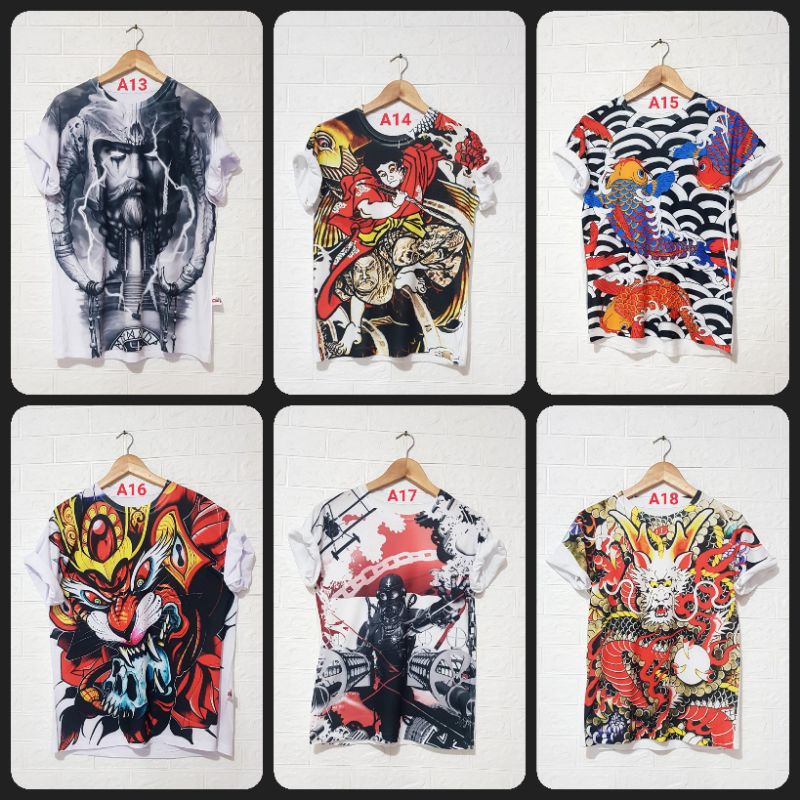 Áo Thun In Hình TATO series 13-18 Phong Cách Nhật Bản Size Lớn XXL