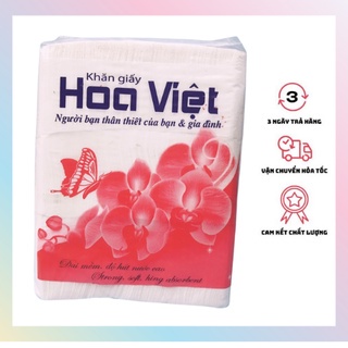 Khăn giấy ăn, khăn lau trắng, giấy ô vuông Hoa Việt từng bịch dành cho quán ăn, nhà hàng, cửa hàng...