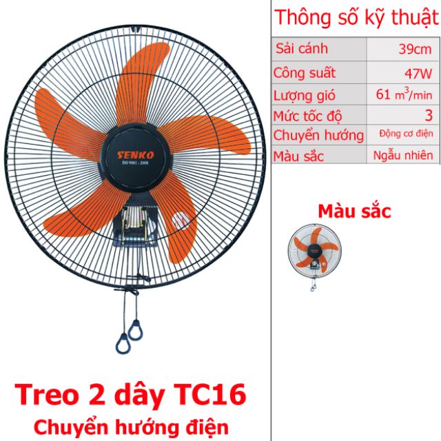 ĐẶT QUẠT NHẬN TRONG NGÀY:QUẠT TREO SENKO TC16 (bao hàng chính hãng)