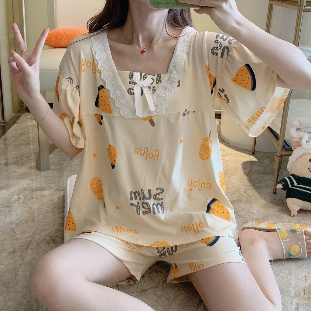 Đồ Ngủ Pijama, Bộ Pijama Hoạt Hình Phối Nơ Cực Dễ Thương-BDN25