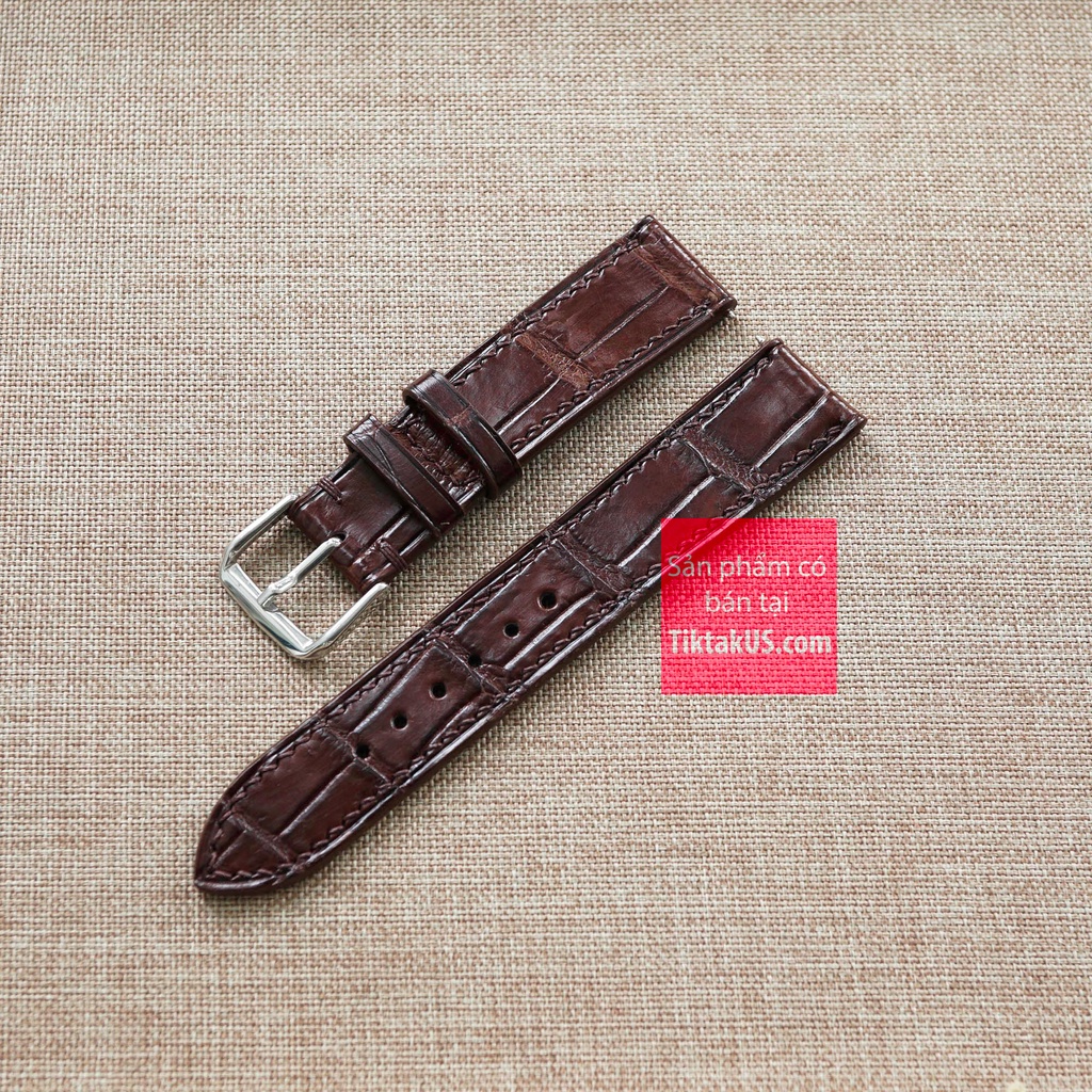 Dây đồng hồ da cá sấu nhập may thủ công handmade  size 18mm - 20mm - 22mm