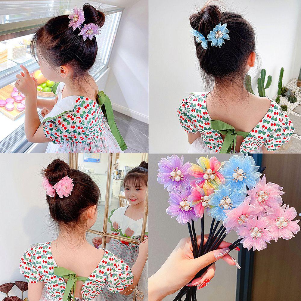 Kẹp tóc hình nơ đính hoa nhiều màu sắc thời trang cho nữ