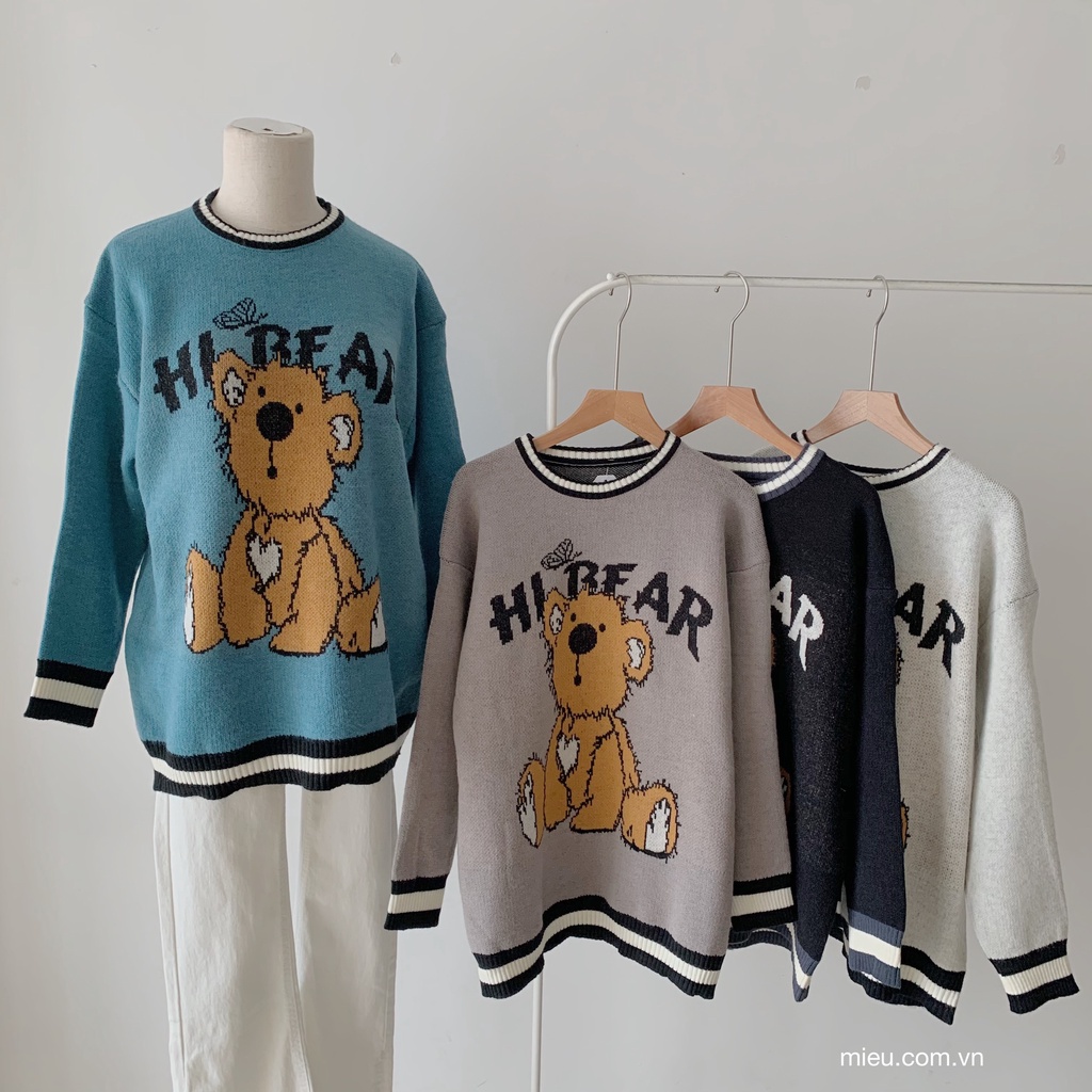 [ Miều ] Áo len hình con gấu Hi Bear
