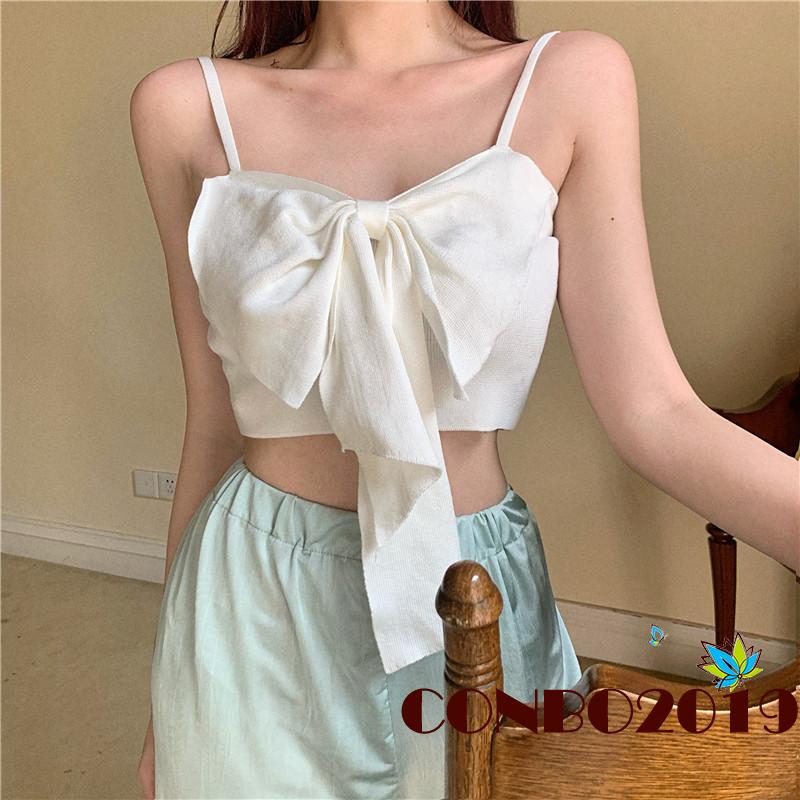 Áo Lửng Hai Dây Cổ Tim Phong Cách Hàn Quốc Quyến Rũ Dành Cho Nữ