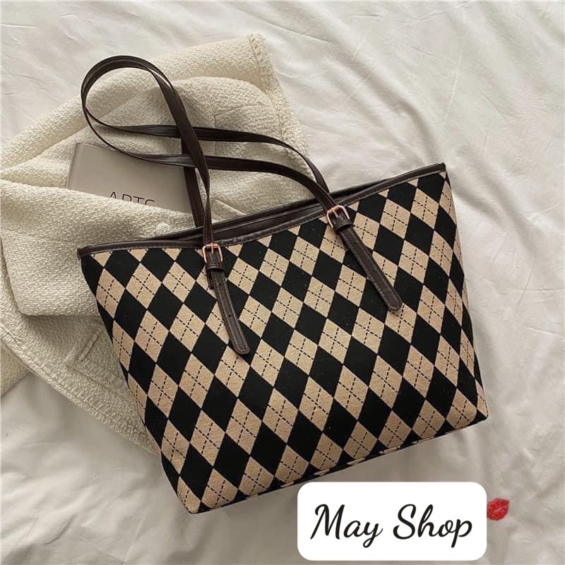 May Shop - Túi đeo vai họa tiết trám caro siêu xinh