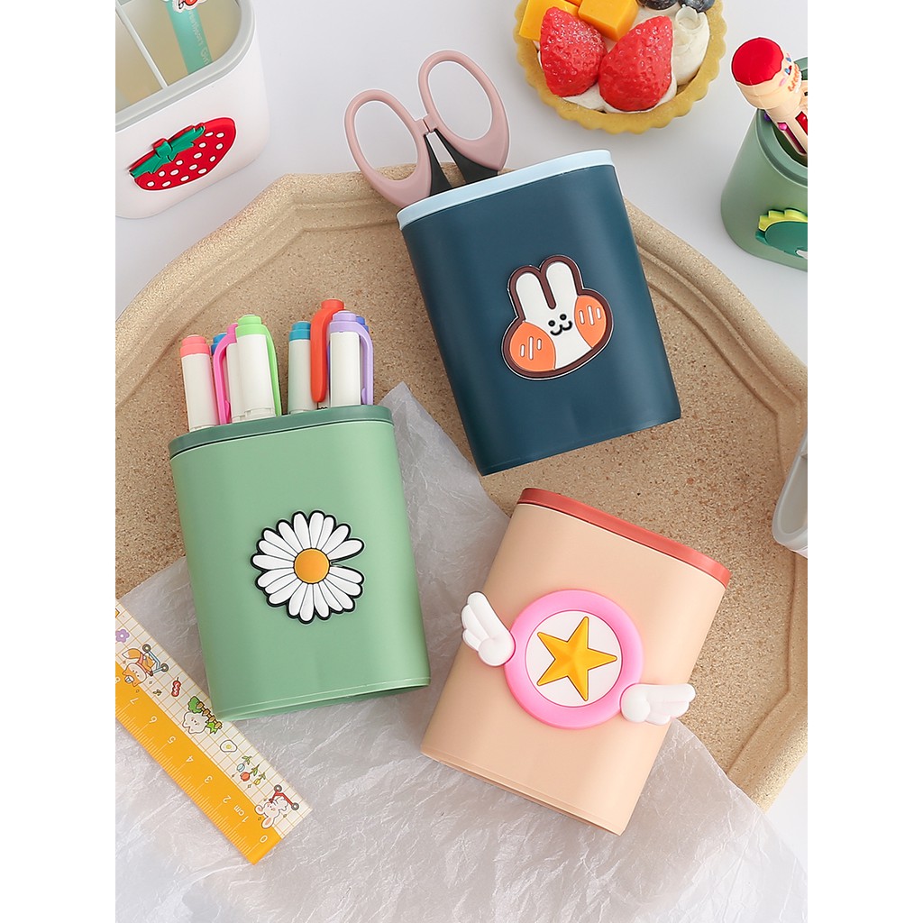 Ống Đựng Bút Đa Năng 2 Ngăn Màu Pastel HOT - Hộp đựng bút ngộ nghĩnh decor bàn học.