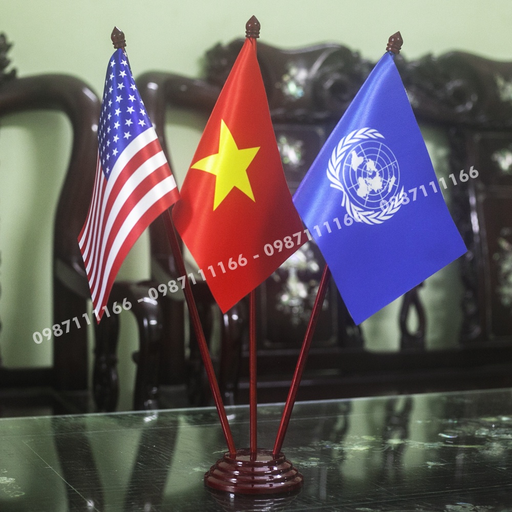 Cờ Để Bàn Mỹ - Việt Nam - Liên Hợp Quốc