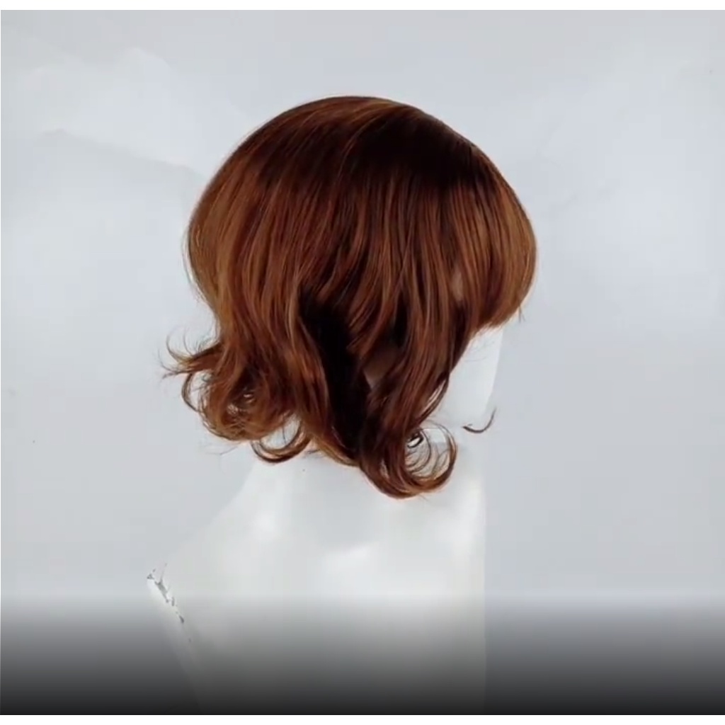 Wig ladies short curly hair air bangs Korea wig hood