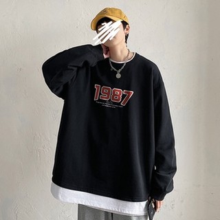 Áo Sweater Tay Dài Cổ Tròn Dáng Rộng In Họa Tiết Kỹ Thuật Số Thời Trang Xuân Thu 2021 Mới Cho Nam