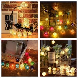 Dây đèn Led trang trí 20 bóng hình quả cầu mây tuyệt đẹp
