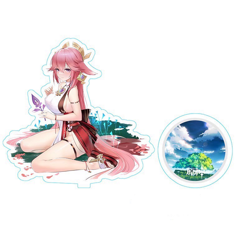 Mô hình Standee nhân vật YAE MIKO Genshin Impact game anime chibi tượng mica trong