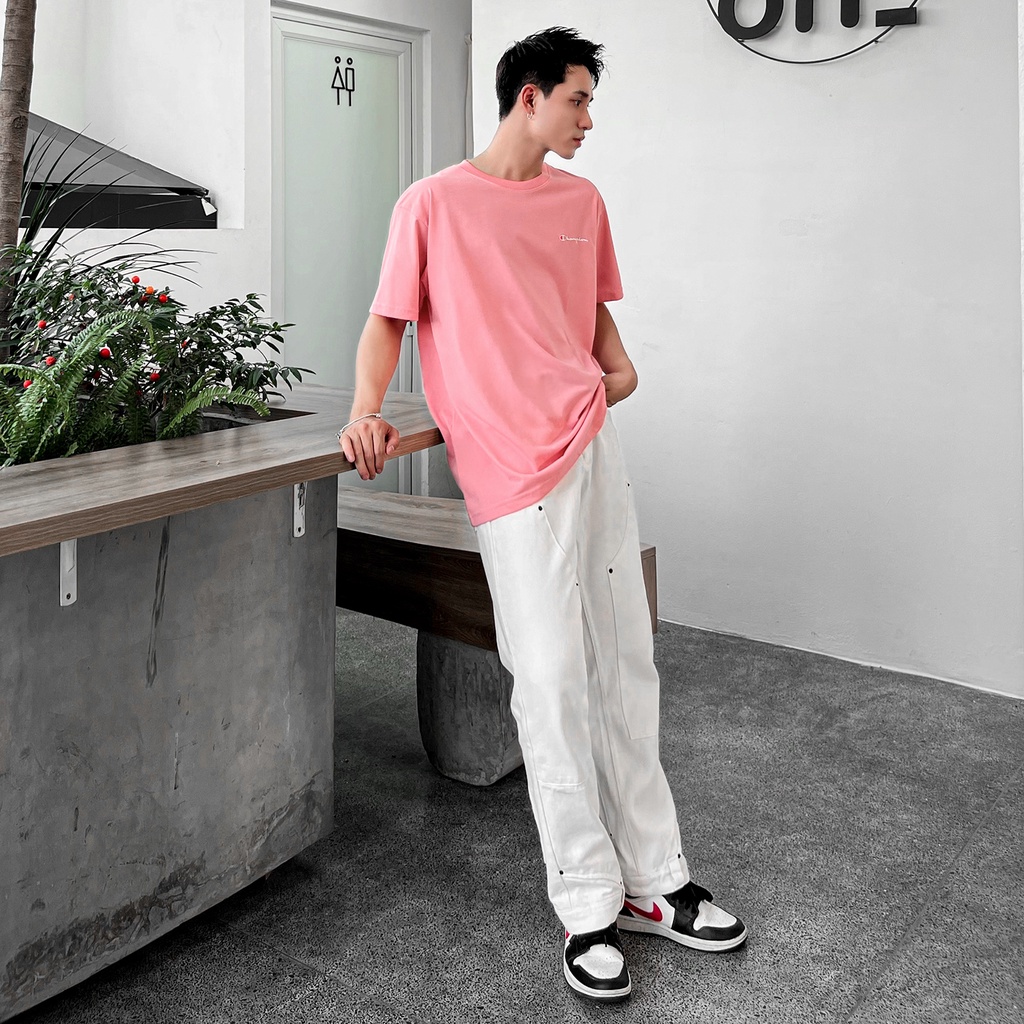 Áo thun Champion Màu Hồng Chất Liệu Cotton Thoáng Mát