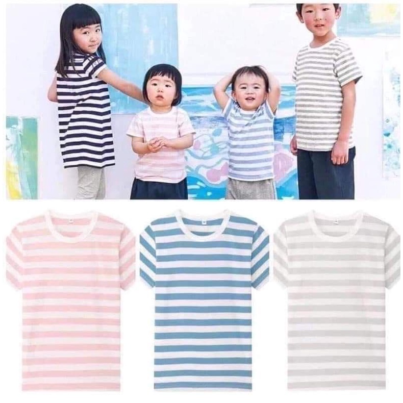 Áo thun sọc muji bé gái bé trai Organic size 80_150