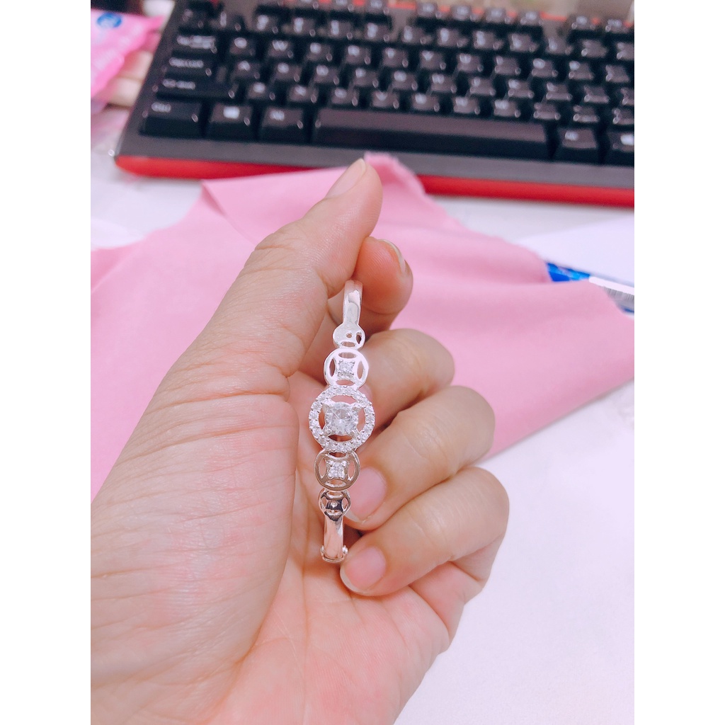 Lắc tay nữ bạc ta mặt kim tiền trẻ trung LINH MIU SILVER
