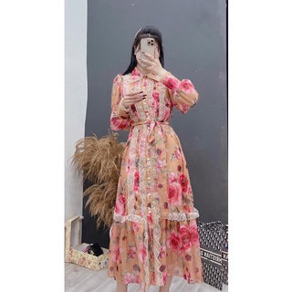 Váy tơ hoa viền ren nhung siêu xinh