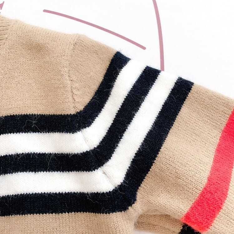 Áo Khoác Len Cardigan Họa Tiết Kẻ Sọc Phong Cách Phương Tây Thời Trang Xuân Thu Cho Bé Trai/Bé Gái