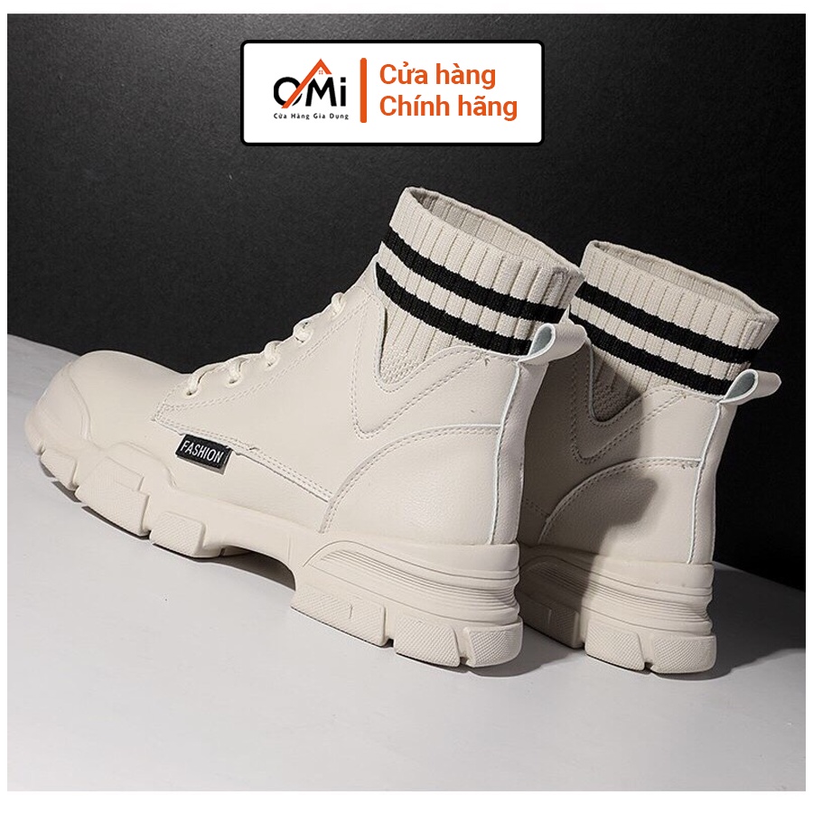 Giày bốt cao cổ nữ loại 1, giày boot cao cổ OMI có chun len cổ chân cao 3 cm đế cao su mềm êm ái | BigBuy360 - bigbuy360.vn