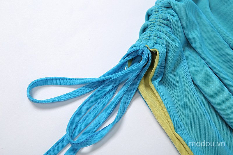 Đầm dây dáng ôm phối dây rút màu tương phản gợi cảm