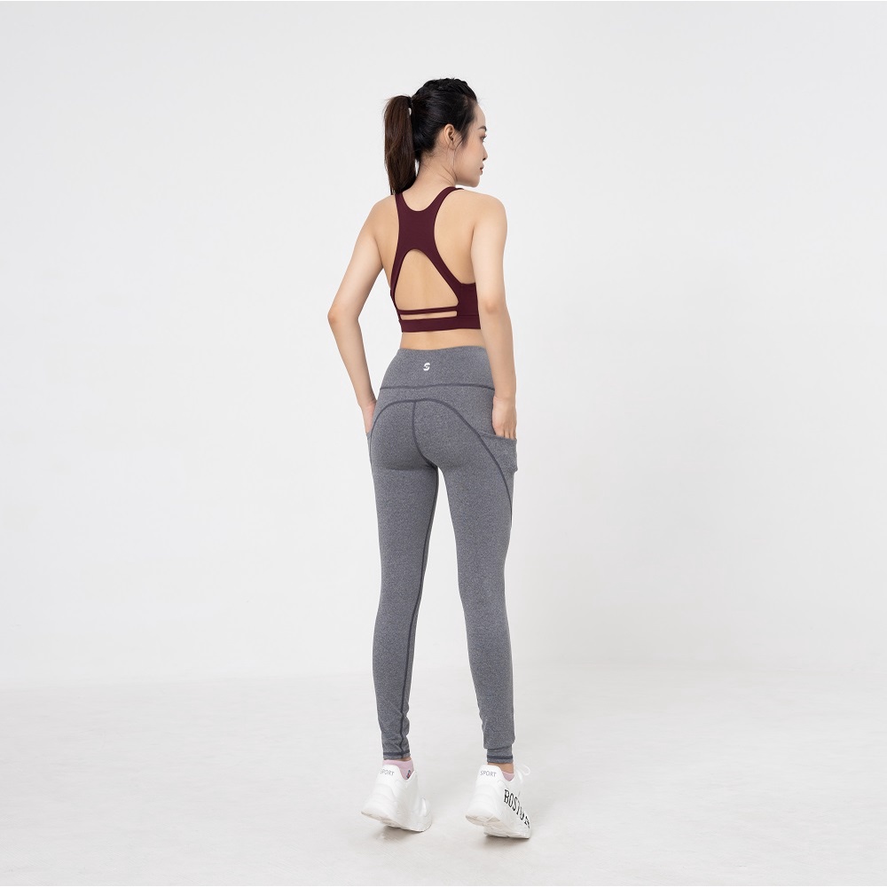 Set đồ tập gym yoga aerobic nữ BAS áo bra 3 lớp kèm mút  quần legging lưng cao co giãn đa chiều thoải mái