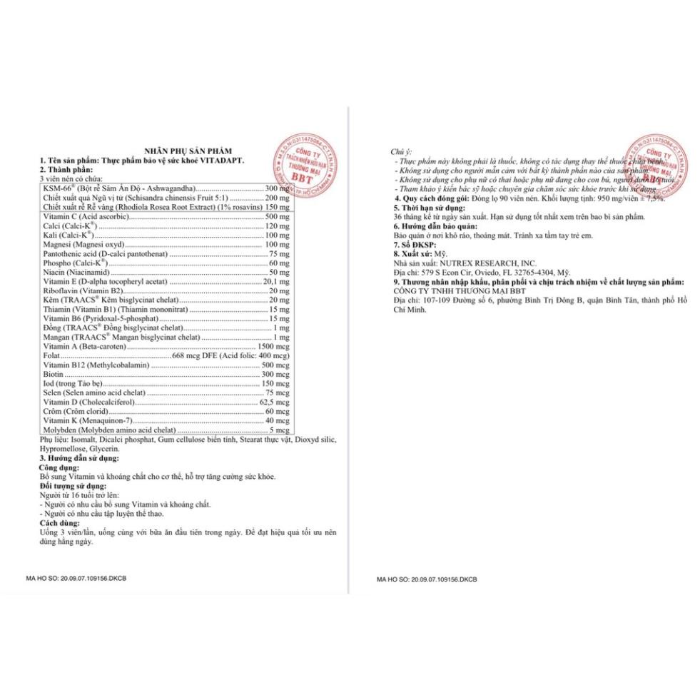 Nutrex Vitadapt - Vitamin khoáng chất thể thao đa năng [FREESHIP + CHÍNH HÃNG]