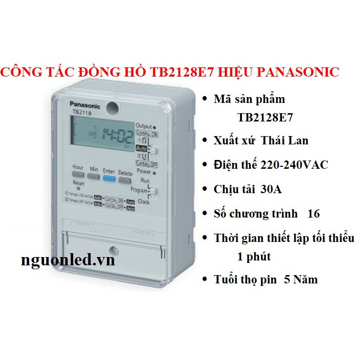 Công tắc đồng hồ điện tử (NÊN MUA) hay còn gọi là timer hẹn giờ thời gian bặt tắt, TB2128E7 hiệu Panasonic.