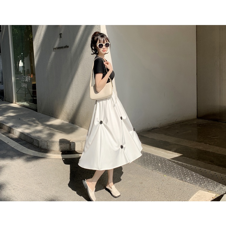 Váy chữ A cạp cao đính hoa nhỏ V0009