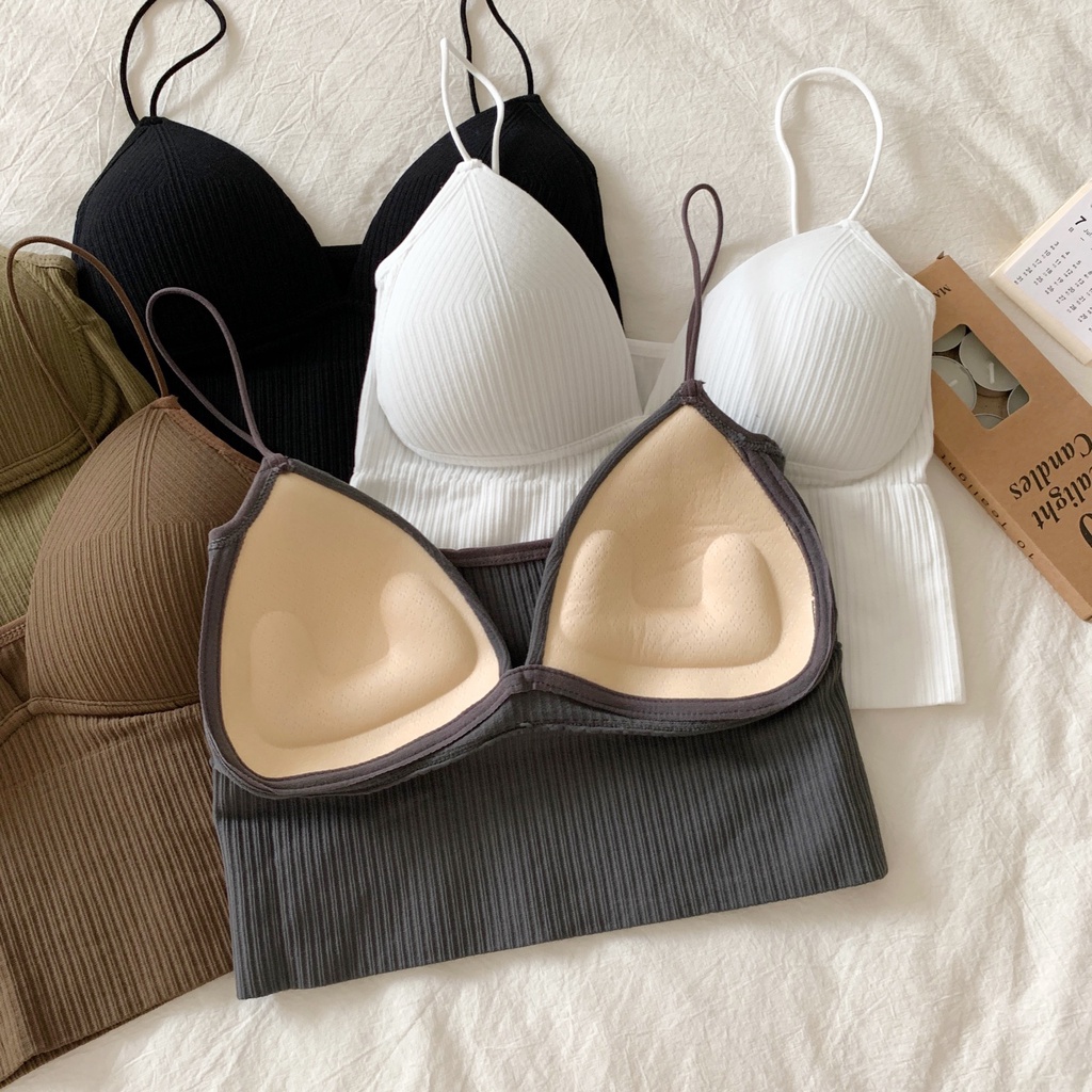 Áo Ngực Hai Dây Dệt Kim Dáng Ôm Dễ Phối Đồ Thời Trang Mới