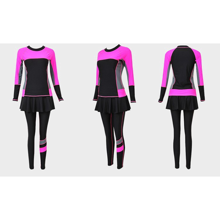 Bộ đồ tắm 2 mảnh tay dài phối màu trẻ trung cho nữ | BigBuy360 - bigbuy360.vn