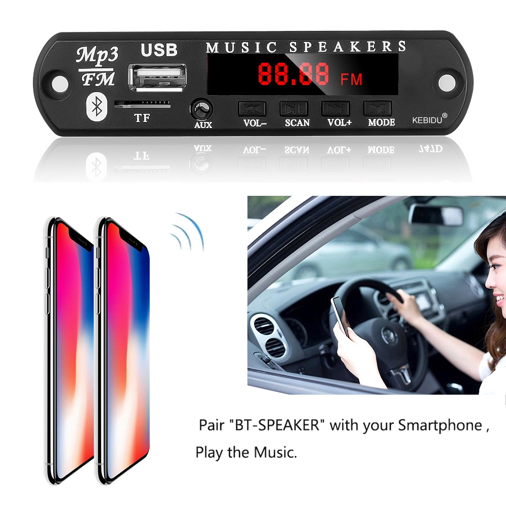 Bộ giải mã âm thanh Bluetooth 5.0 MP3 không dây 12V WMA hỗ trợ cổng USB TF Radio điều khiển từ xa cho xe hơi