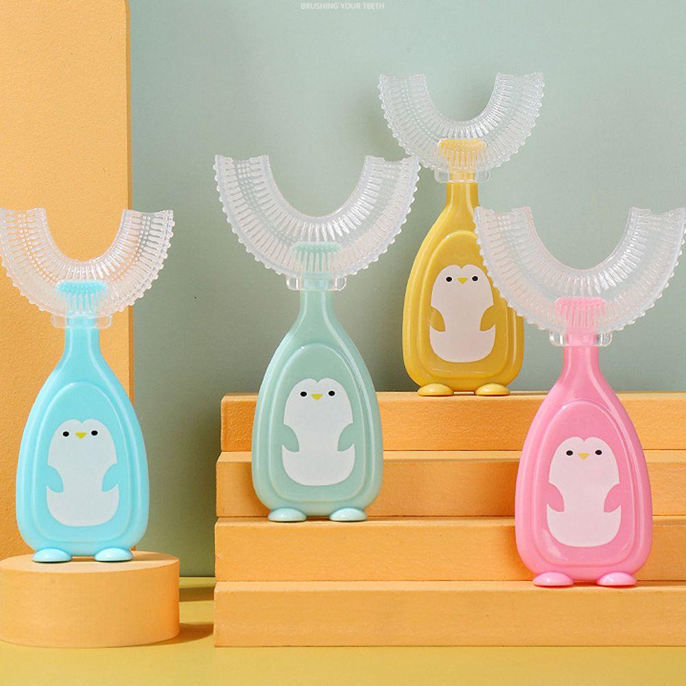 AUGUSTINA Bàn Chải Đánh Răng Cầm Tay Hình Chữ U Màu Sắc Macaron Cho Bé 2-12 Tuổi