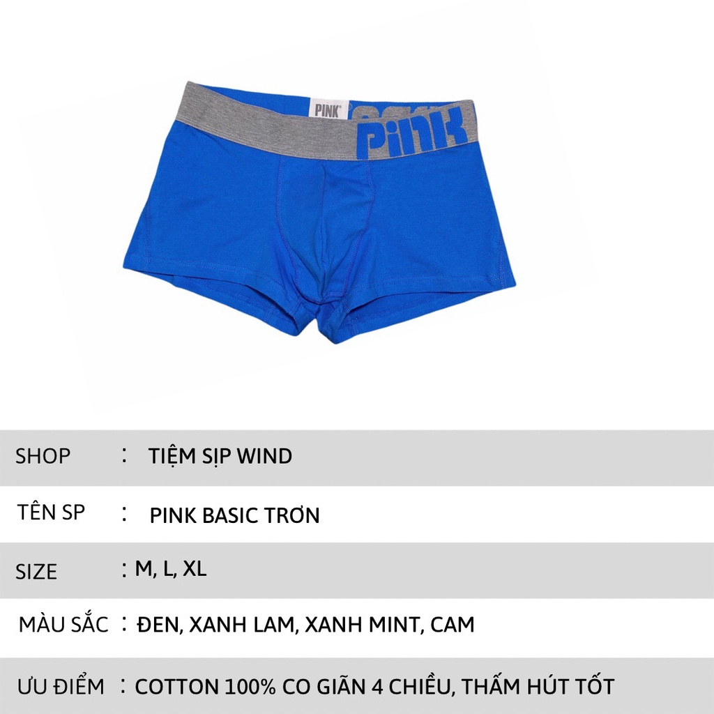 Quần lót nam boxer đùi, sịp nam cao cấp chất vải cotton siêu thấm hút mồ hôi TIEM PINK BASIC
