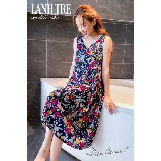 Đầm Nữ 𝐂𝐀𝐑𝐃𝐈𝐍𝐀 Sát Nách Chất Lanh Nhung Cao Cấp Kiểu Dáng Baby Doll Lệch Tầng Họa Tiết Hoa 2VL02
