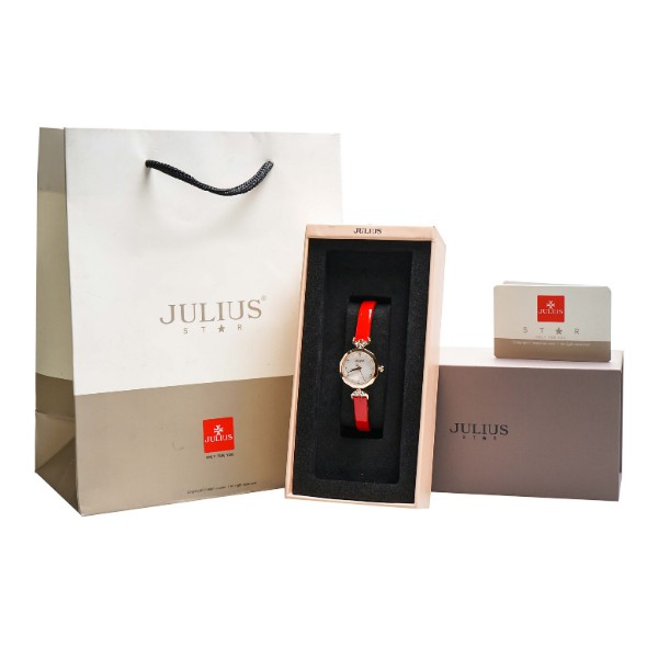 Đồng hồ nữ JS-034A Julius Star Hàn Quốc dây da (Đỏ)