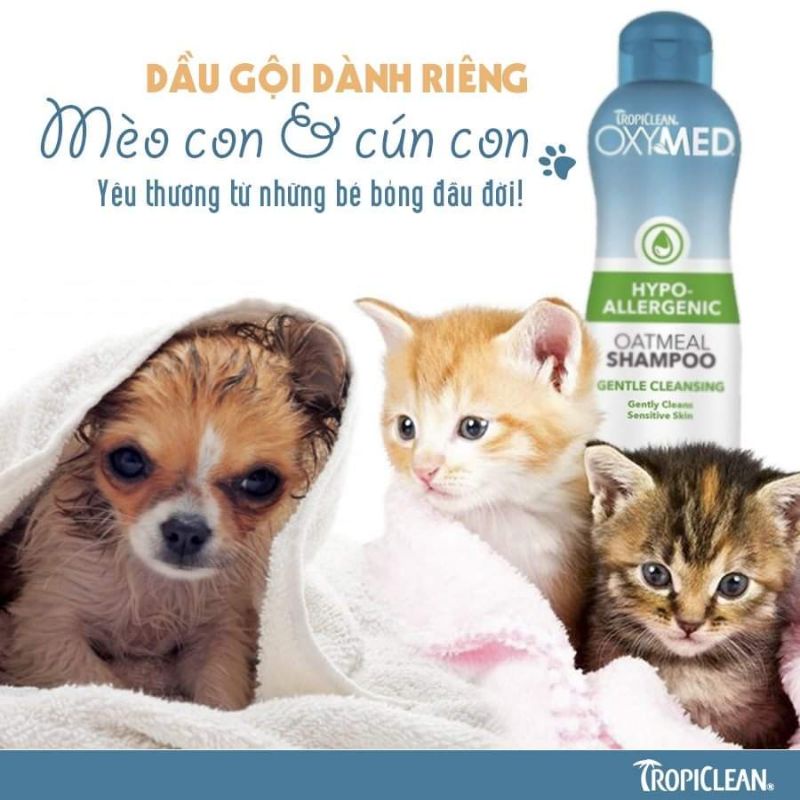 Sữa tắm cho chó mèo con, chuyên dành cho da nhạy cảm, dễ dị ứng (Oxymed, Mỹ, 592ml)