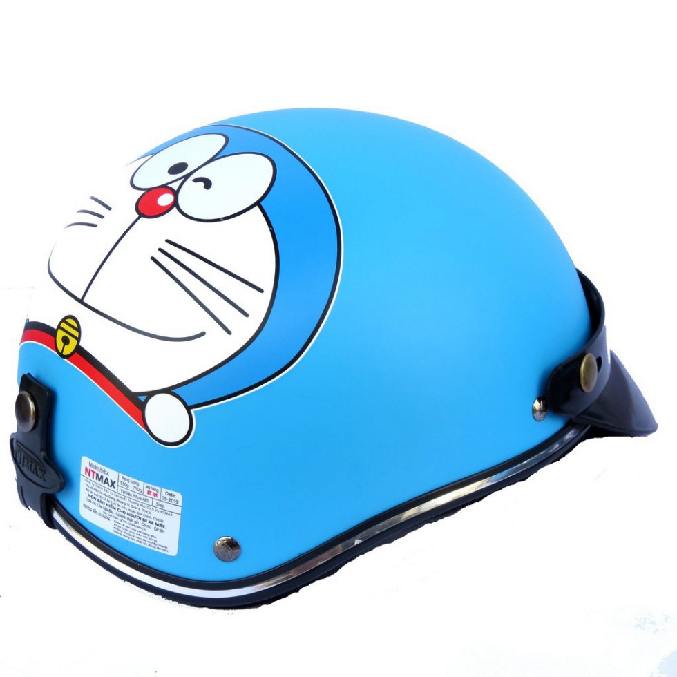 Nón bảo hiểm nửa đầu Doremon xanh dương có kèm kính siêu cute