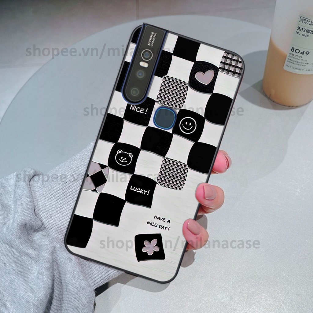 Ốp Vivo V15 / V15 Pro in hình caro trái tim siêu đẹp, siêu nét đầy phong cách cá tính