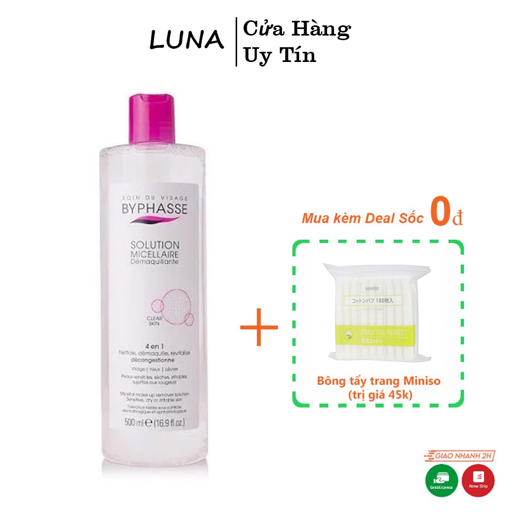 Nước tẩy trang Byphasse không cồn dùng cho da mụn, da dầu, da khô hiệu quả byphase