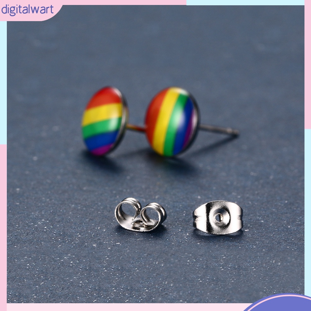 Khuyên Tai Tròn Màu Sắc Cầu Vồng Thời Trang Thanh Lịch Dành Cho Nữ