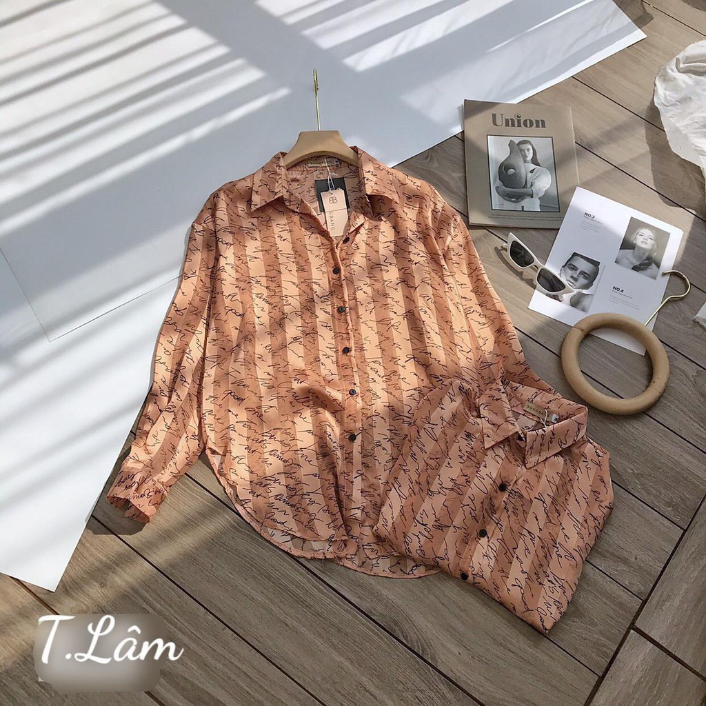 Áo sơmi tằm ý in chữ_CHIBEST_AD039