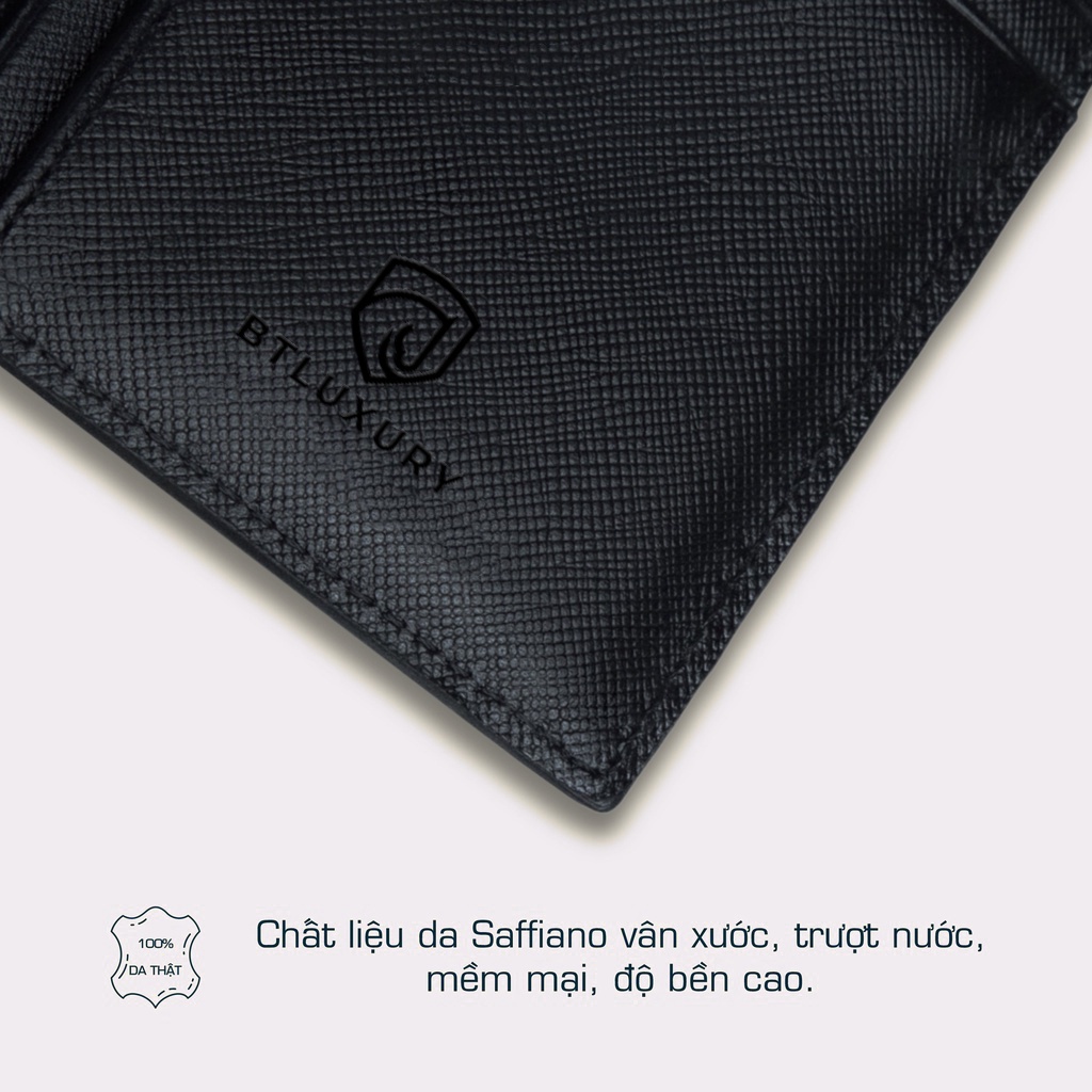 Ví nam đứng cao cấp COSMOS thiết kể trẻ trẻ trung chất liệu da bò safiano cao cấp thương hiệu BTLUXURY