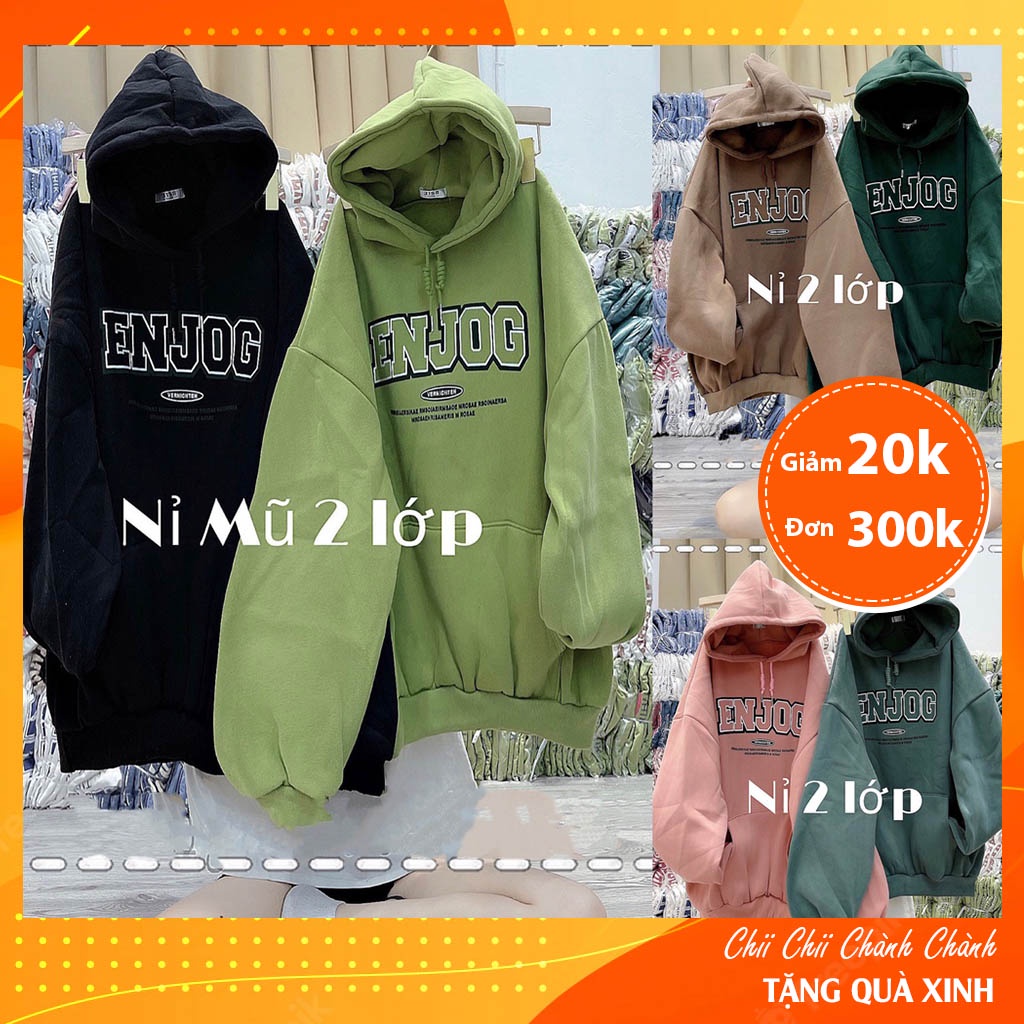 Áo khoác nỉ Hoodie phom rộng lót bông siêu dày freesize 70kg